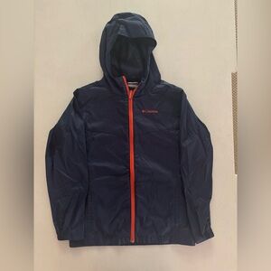 Columbia Dark Blue Jacket with Bright Orange Trim